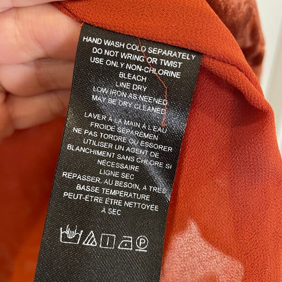 Anthropologie Velvet Burnout Blouse Tie Neck Floral Peplum Sienna Brown NWT XS - Picture 5 of 8